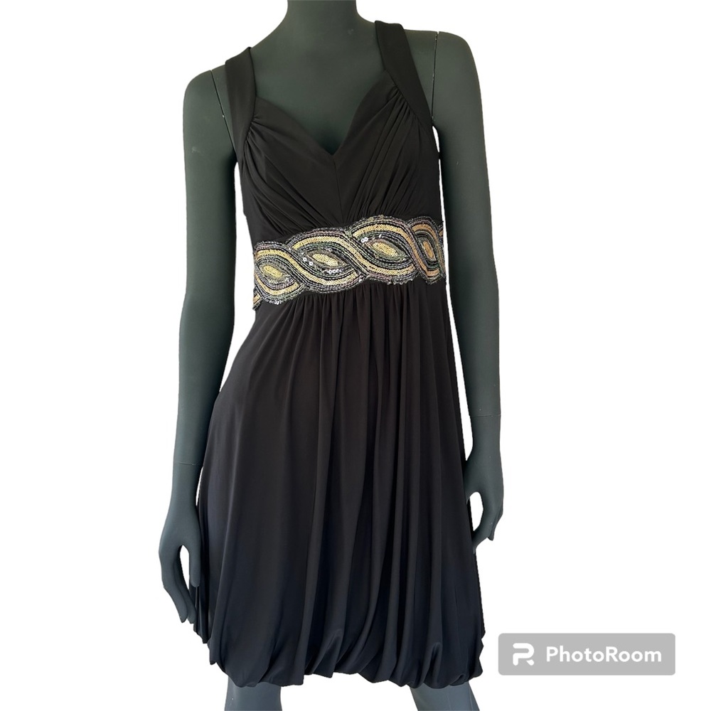 Joseph Ribkoff Black Midi Dress with Beaded Detail